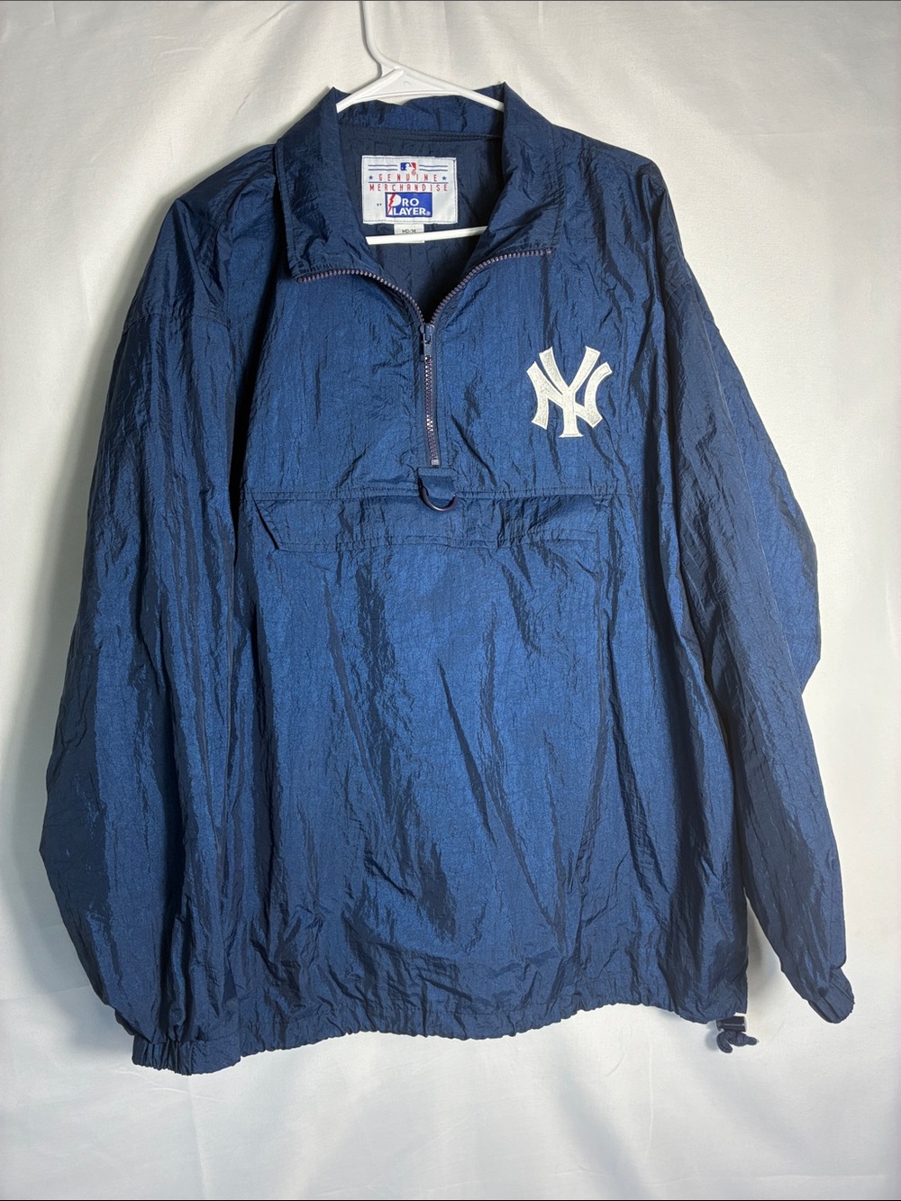 Vintage 90s Pro Player NY Yankees Half Zip Windbreaker Anorak Jacket size M